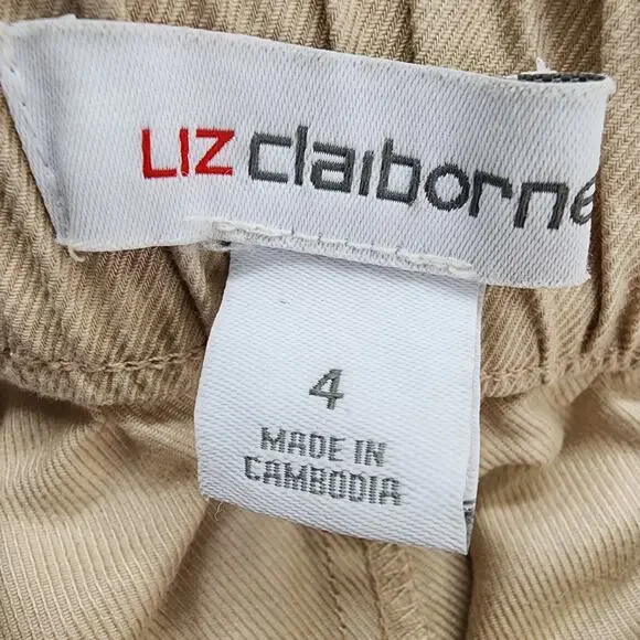 Liz Claiborne Pants‎ Womens 4 Tan Khaki Cotton Lyocell Lightweight Crop Capri - Picture 4 of 10